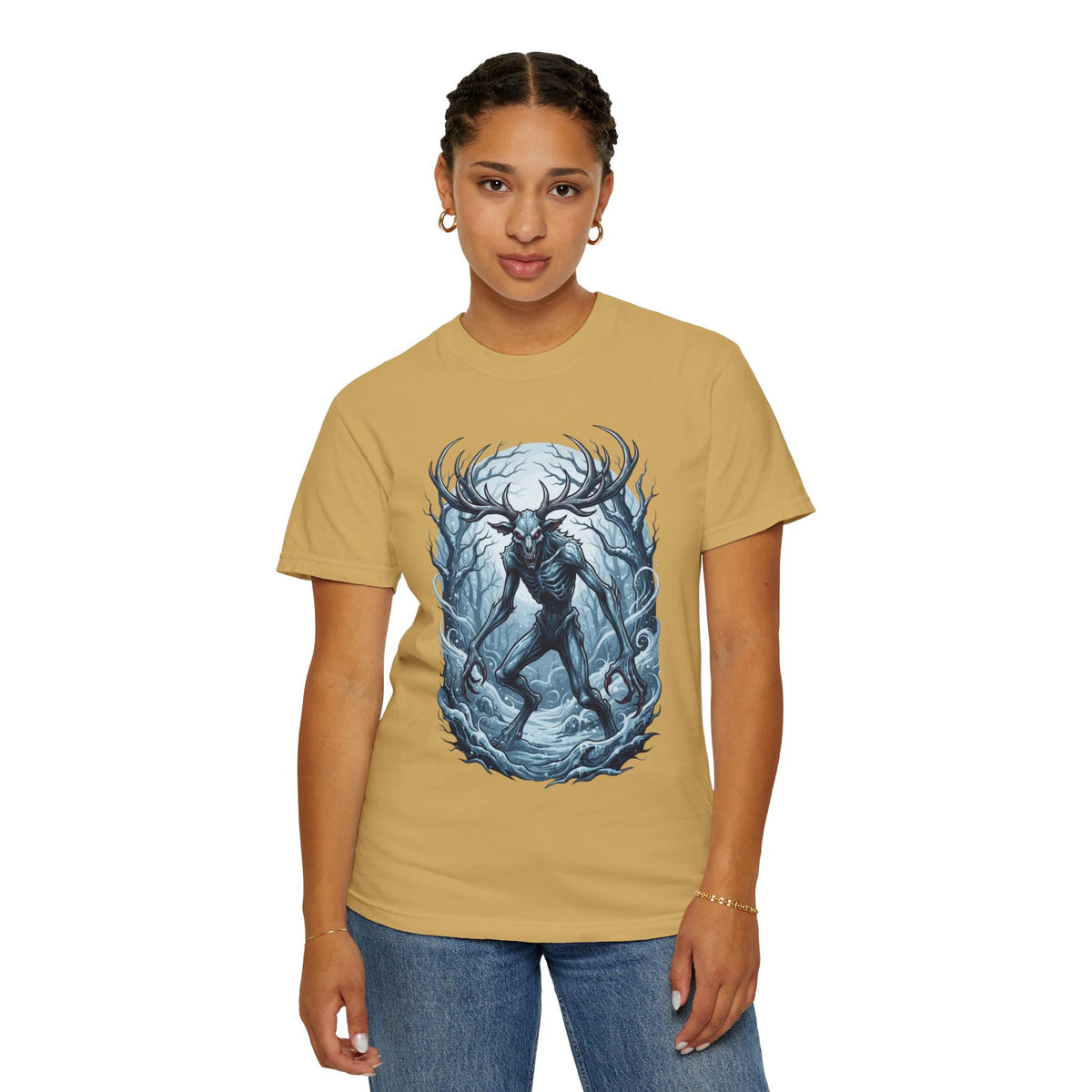 Color: Mustard | Wendigo (Algonquian Folklore) Unisex Garment-Dyed Tee
