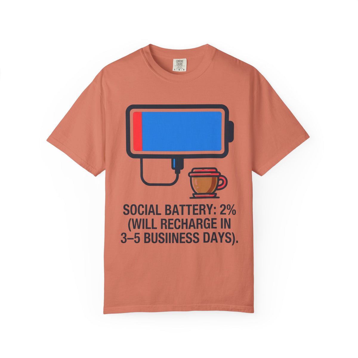 Color: Terracotta | Social Battery Unisex Garment-Dyed Tee