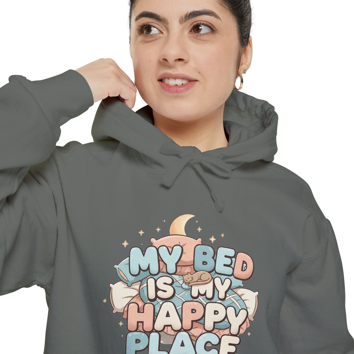 Color: Grey | Bed > People: A Love Story | Garment-Dyed Hoodie — AttitudeShirts