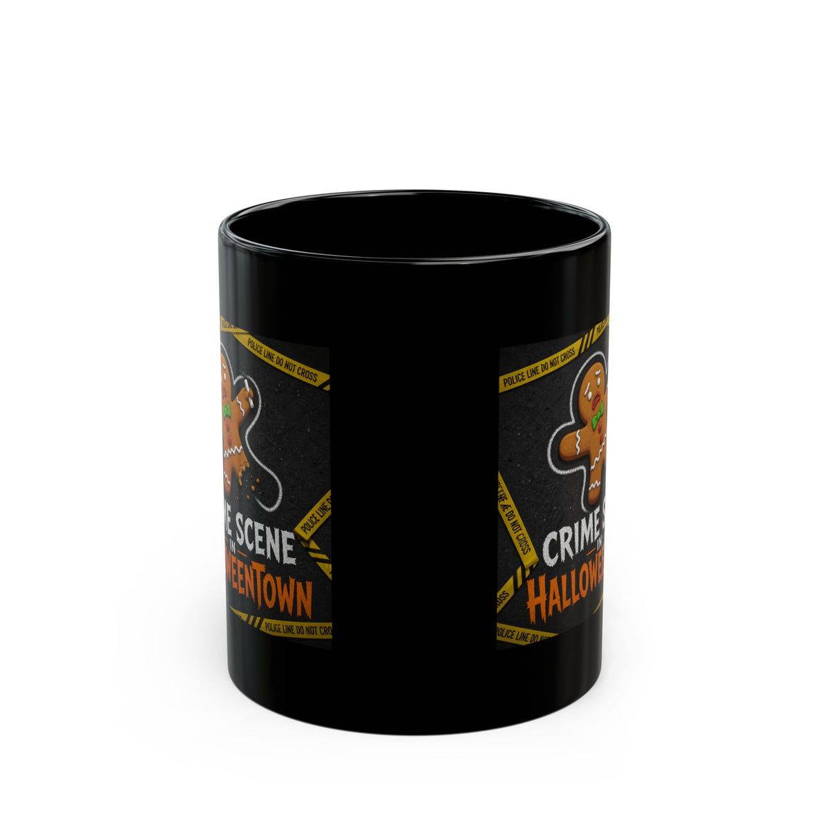 "Crime Scene in Halloweentown" Black Ceramic Mug