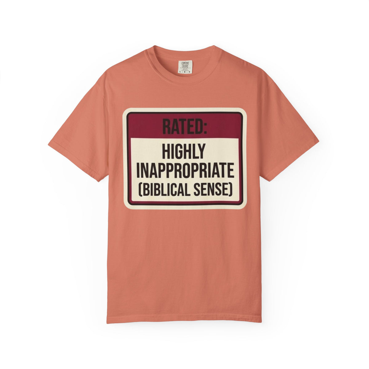 Color: Terracotta | Good Book Series Highly Inappropriate Unisex Garment-Dyed Tee