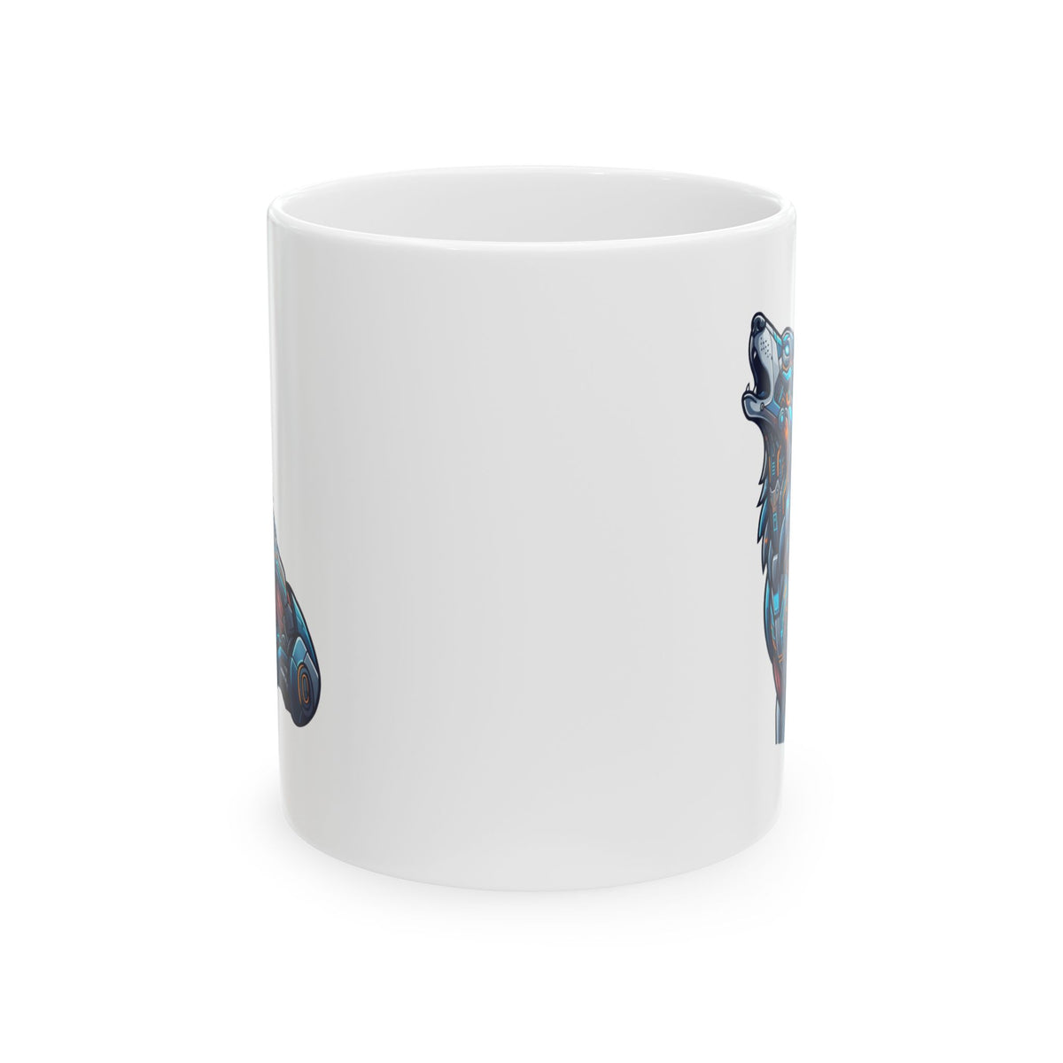 "Cyber Wolf" White Ceramic Mug