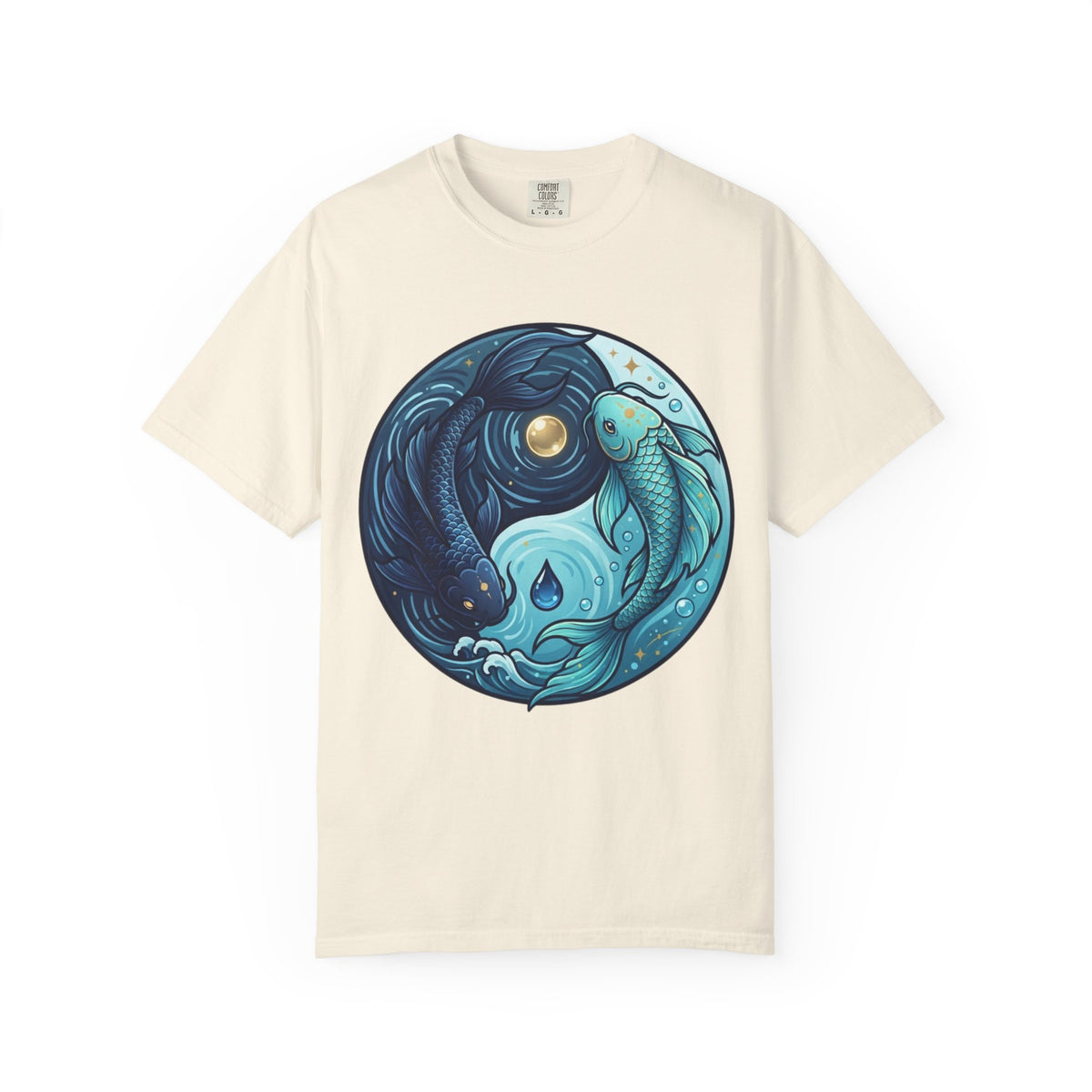 Color: Ivory | Yin Yang Pisces Unisex Garment-Dyed Tee
