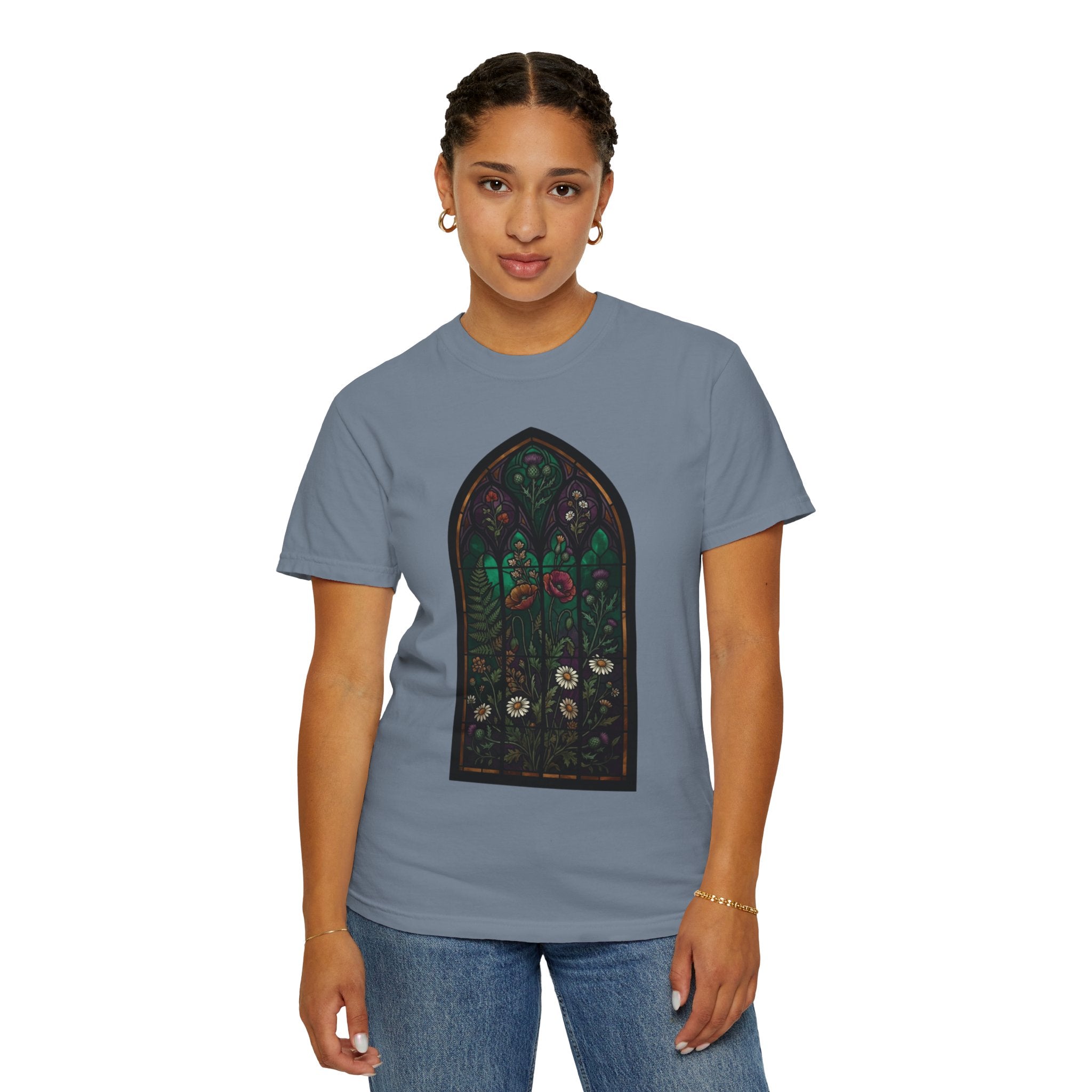 "Stained Glass Floral" Unisex Garment-Dyed Tee