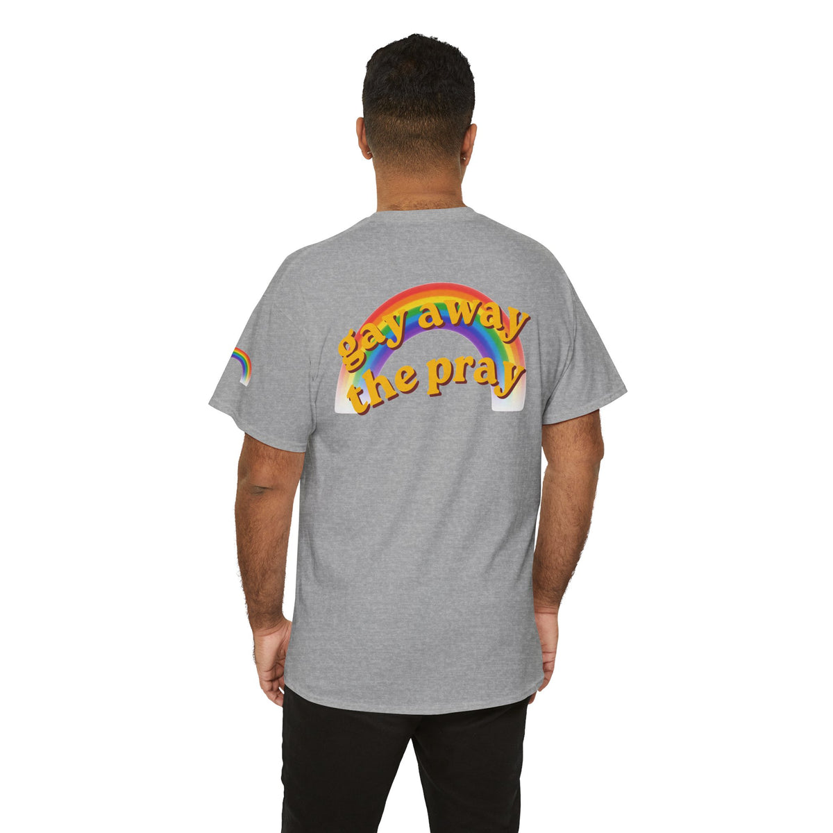 Color: Sport Grey | Gay Away the Pray Premium Graphic Tee