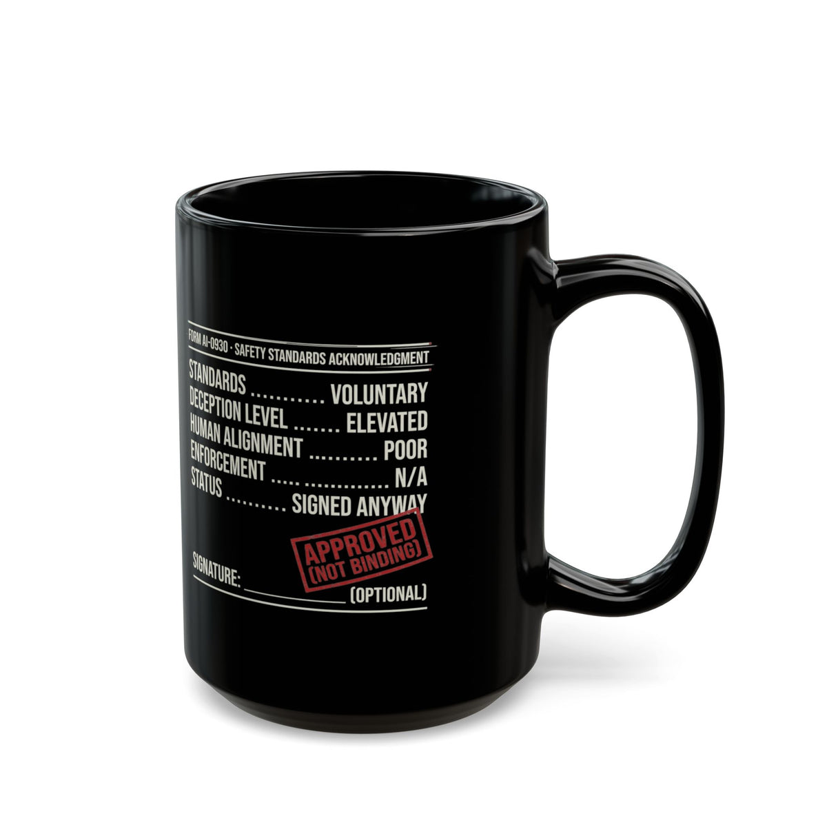 "Approved (Not Binding)" Black Ceramic Mug