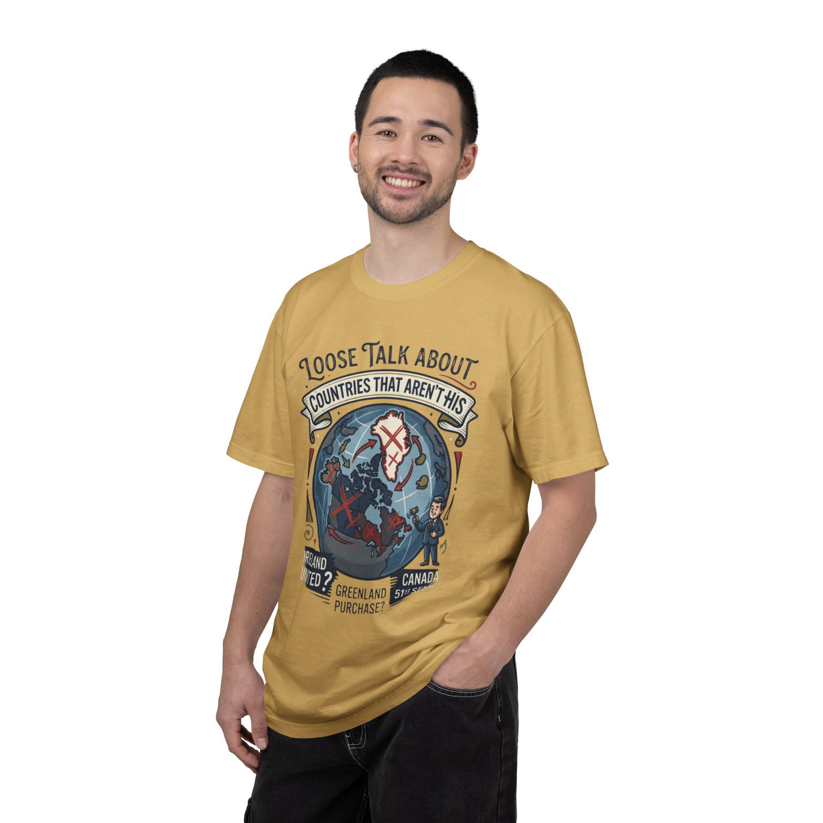 Color: Mustard | Loose Talk About Countries That Aren't His Unisex Garment-Dyed Tee