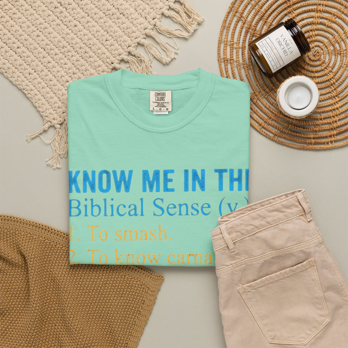 "Good Book Series Know Me In The Biblical Sense" Unisex Garment-Dyed Tee