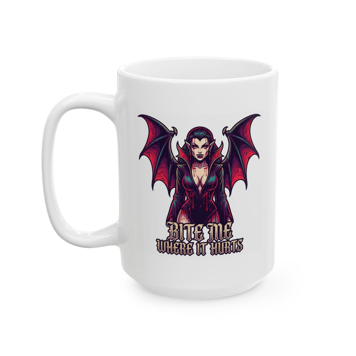 "Bite Me Where It Hurts" White Ceramic Mug