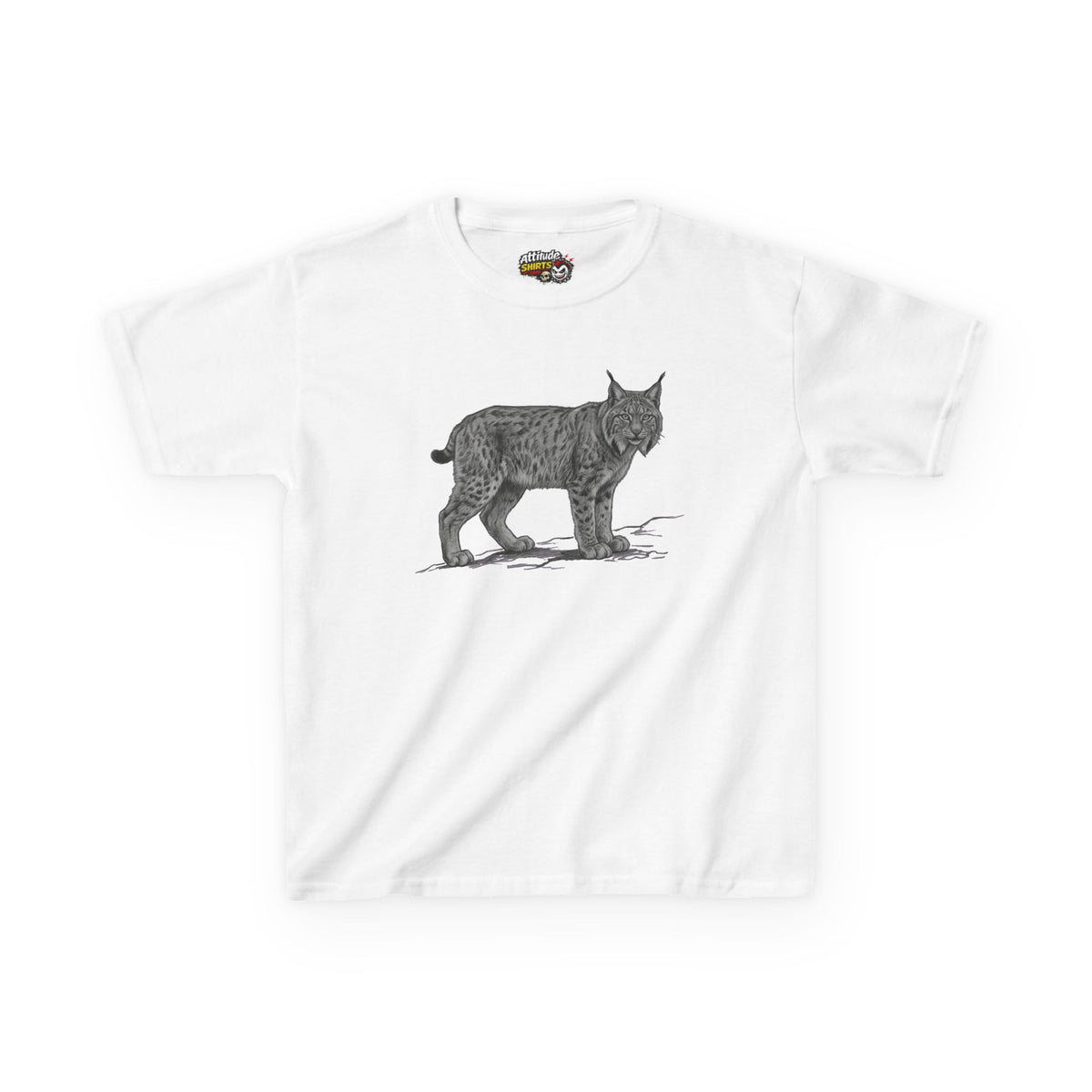 "Pencil Sketch Art Lynx" Kids Tee