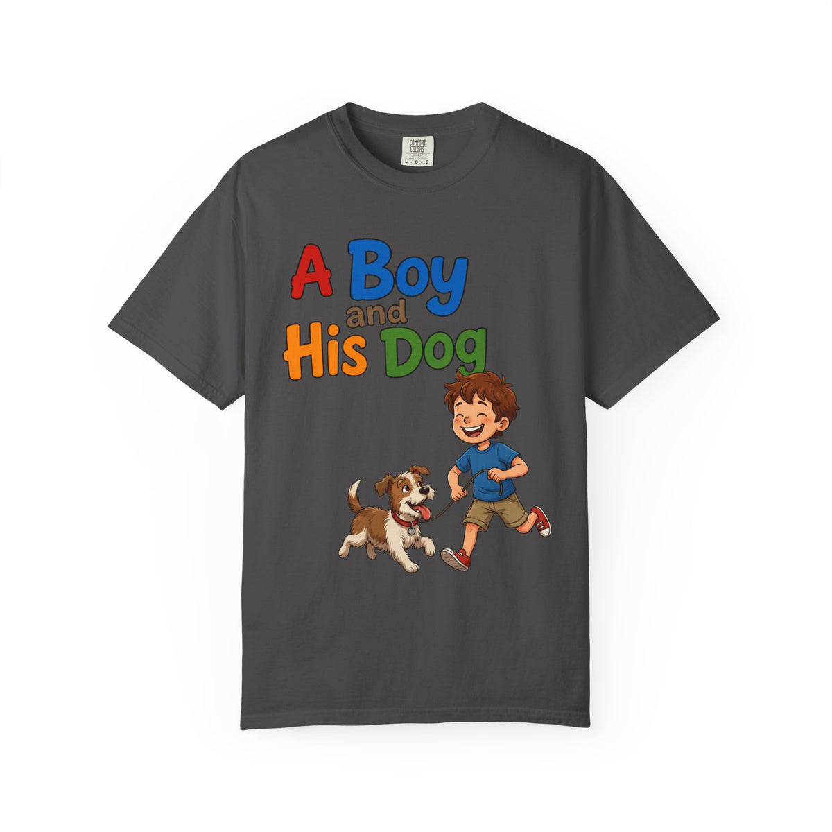 Color: Graphite | A Boy And His Dog Unisex Garment-Dyed Tee