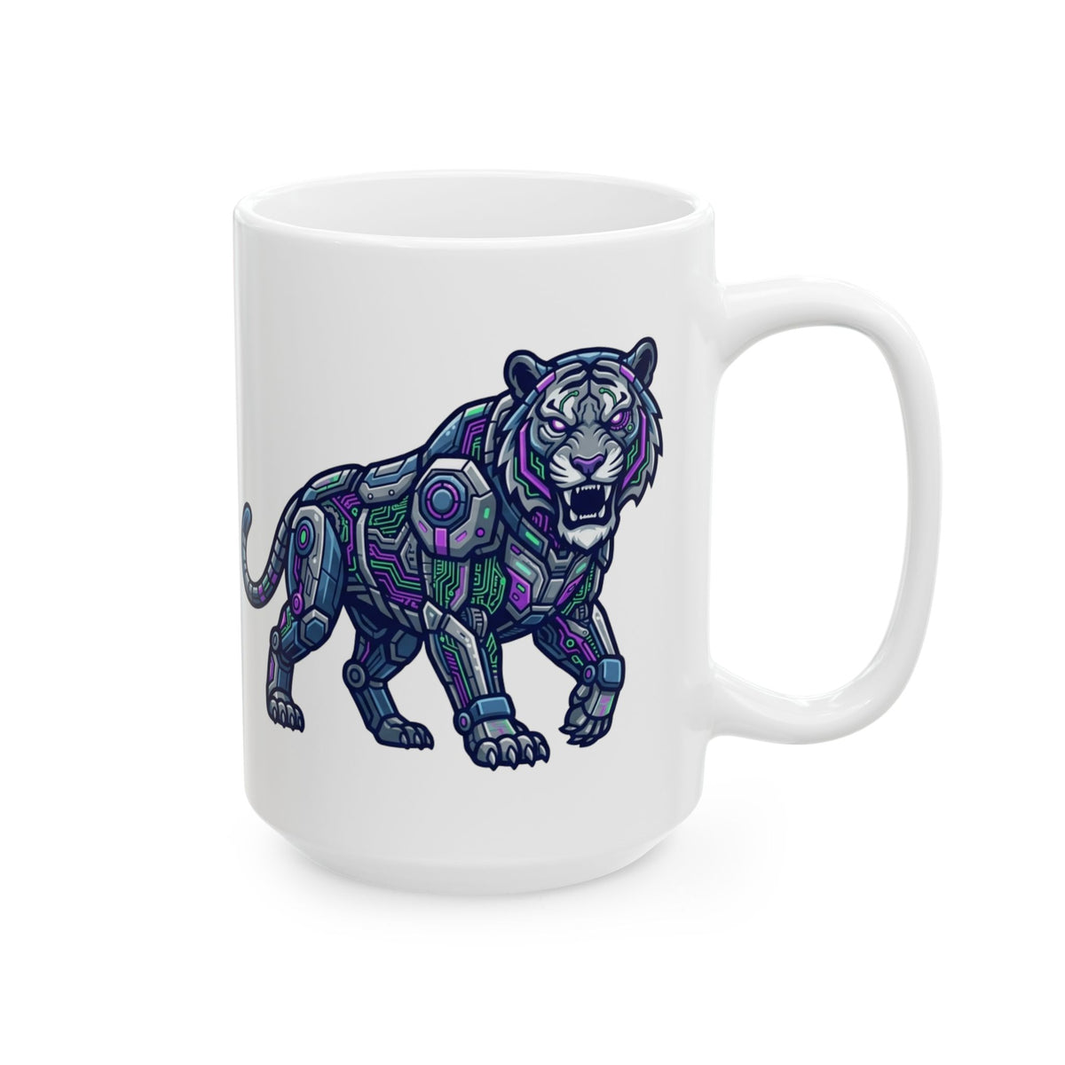 "Cyber Tiger" White Ceramic Mug