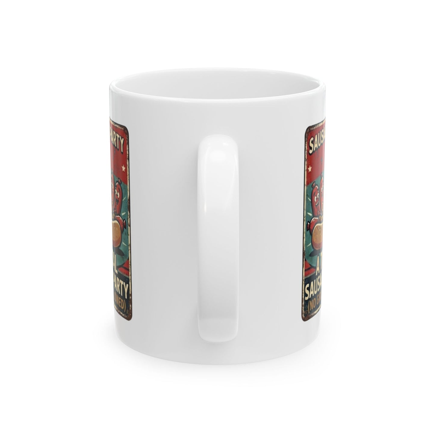 "Sausage Party" White Ceramic Mug