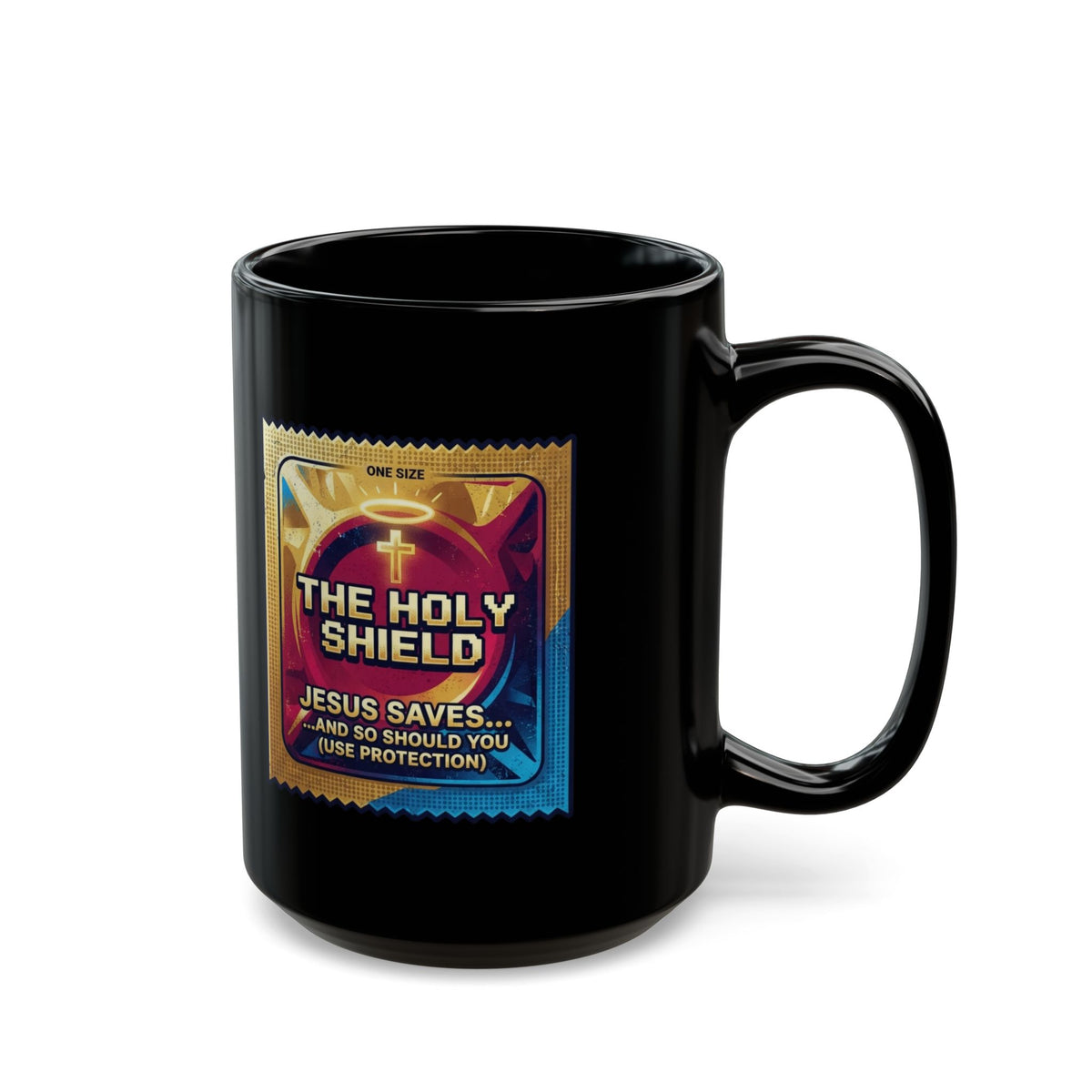 "Good Book Series The Holy Shield" Black Ceramic Mug
