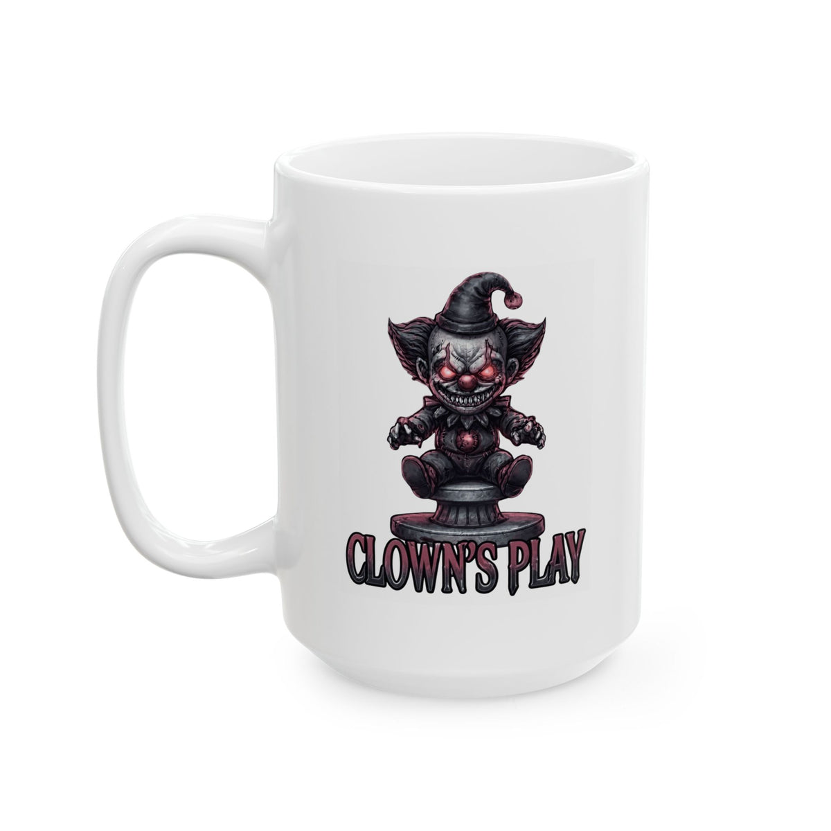 "Clown Play" White Ceramic Mug