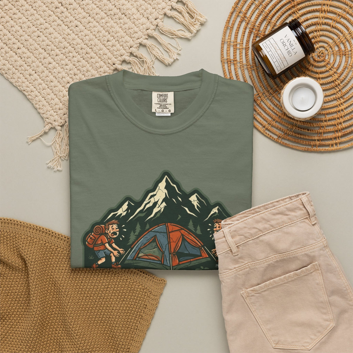 Pitching A Tent Is My Only Cardio Unisex Garment-Dyed Tee