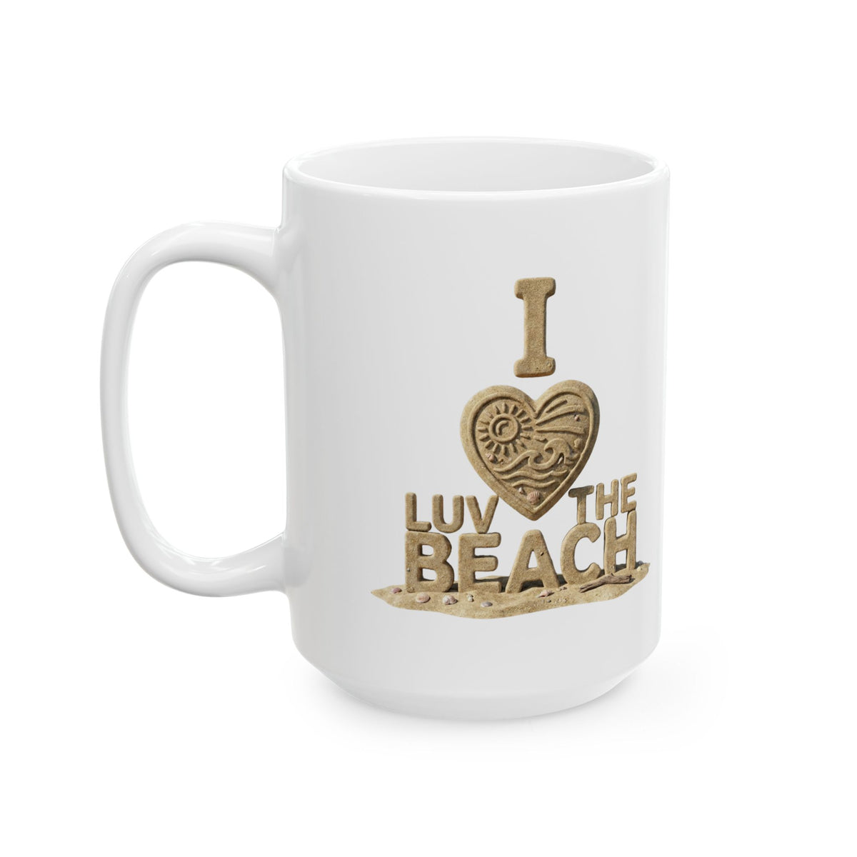 "I Luv The Beach" White Ceramic Mug