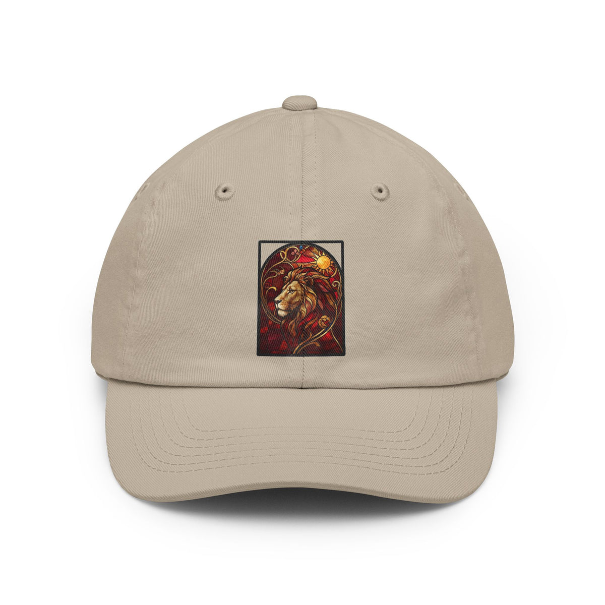 Color: Stone | Stained Glass Sign LEO Dad Hat — Graphic
