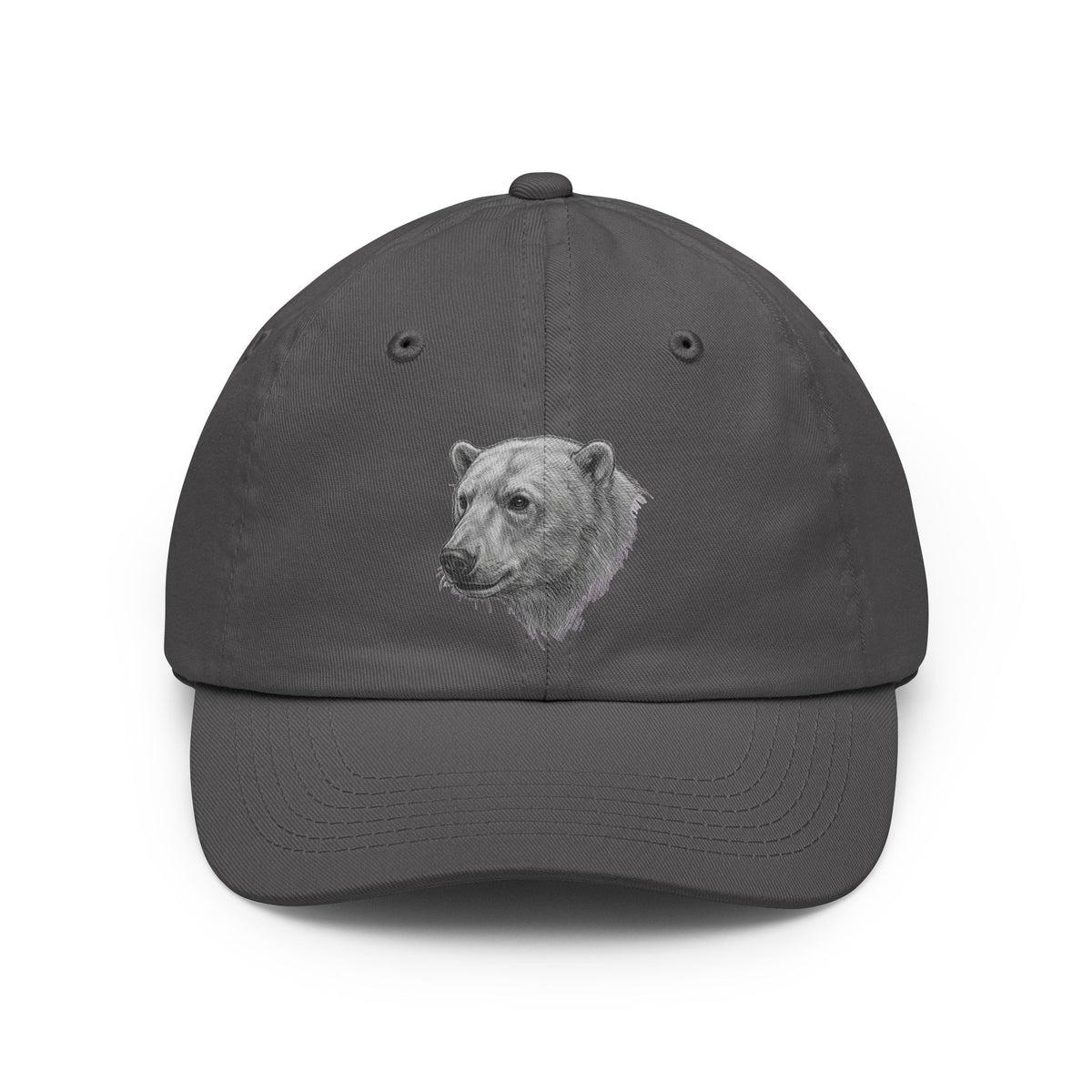 Color: Charcoal | Pencil Sketch Art Polar Bear Dad Hat — Graphic