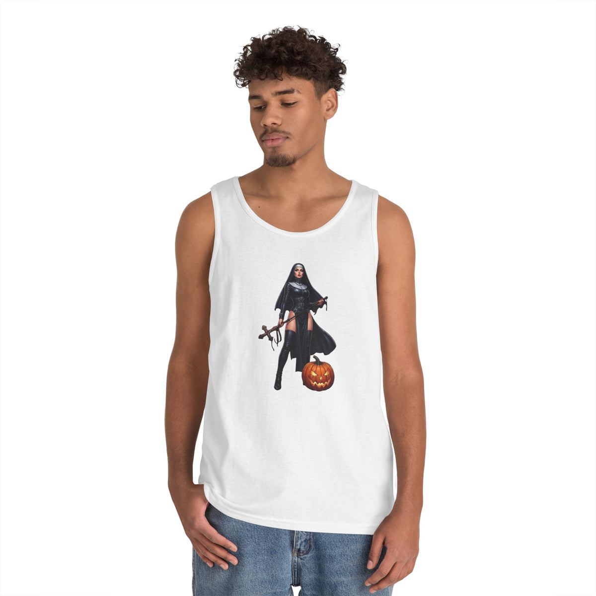 Color: White | Sexy Halloween Nun Tank Top