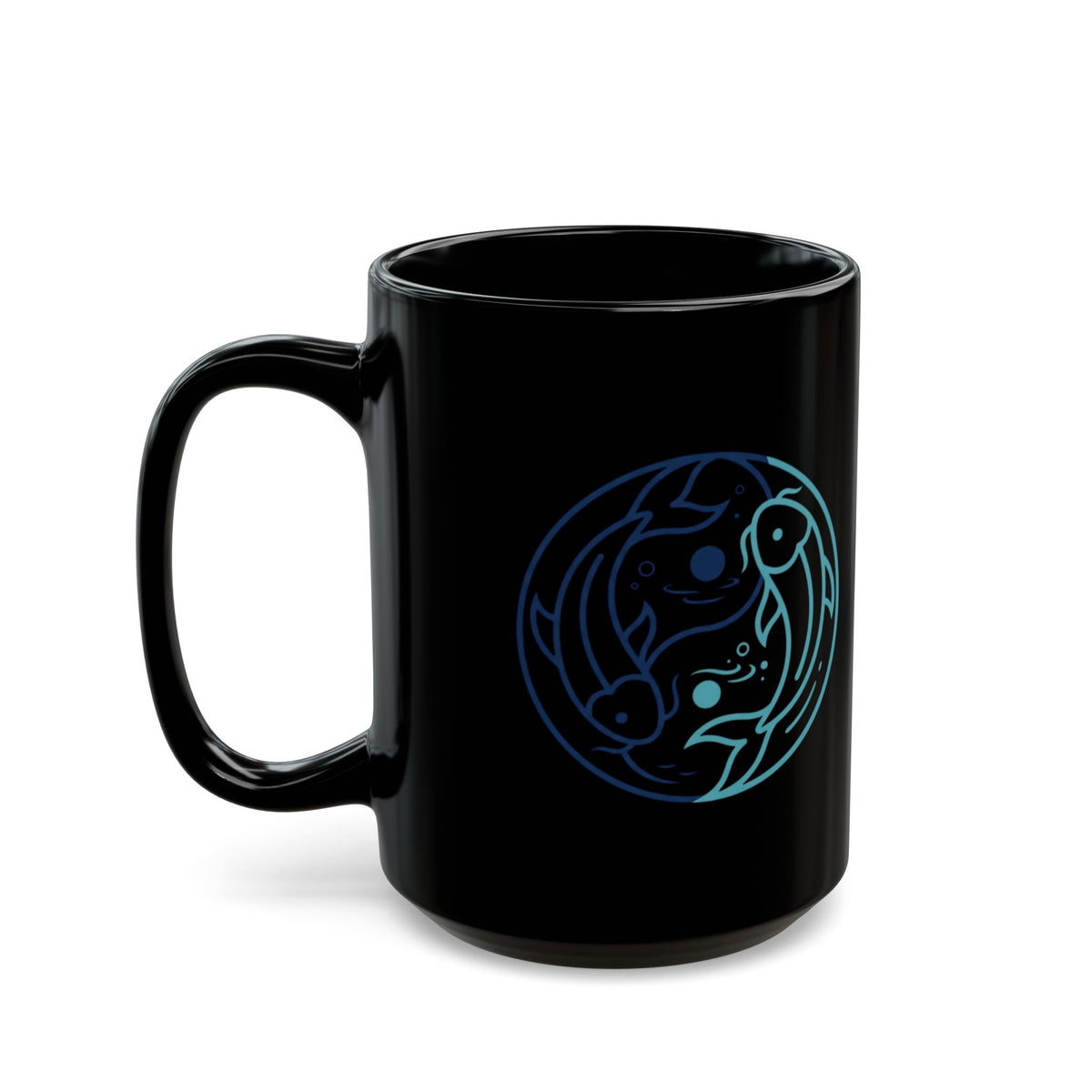 "Yin Yang Pisces" Black Ceramic Mug — Graphic