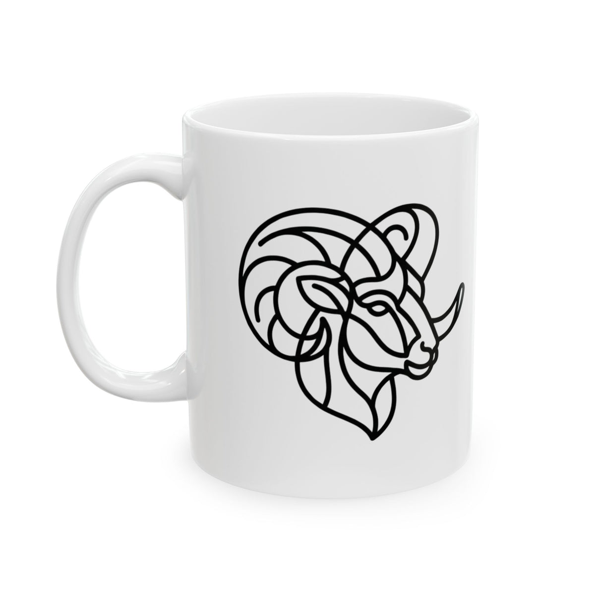 "Aries The Minimalist Ram" White Ceramic Mug
