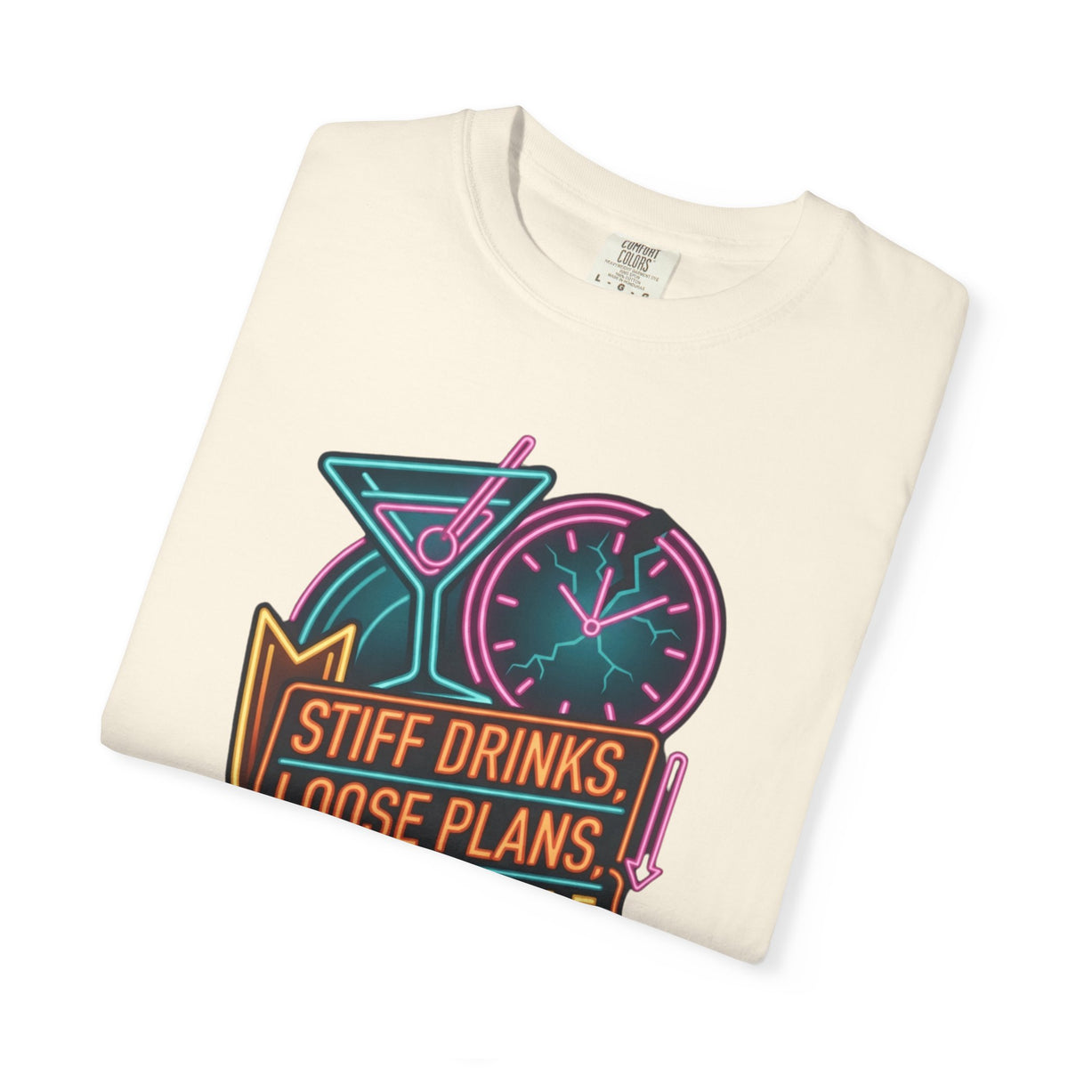 "Stiff Drinks Loose Plans" Unisex Garment-Dyed Tee