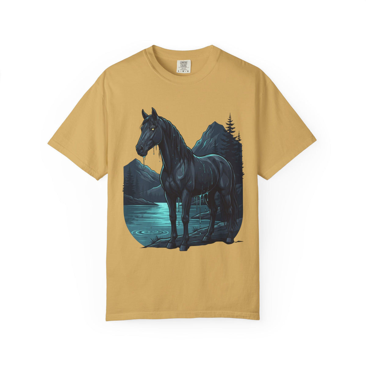 Color: Mustard | Kelpie (Scottish Folklore) Unisex Garment-Dyed Tee