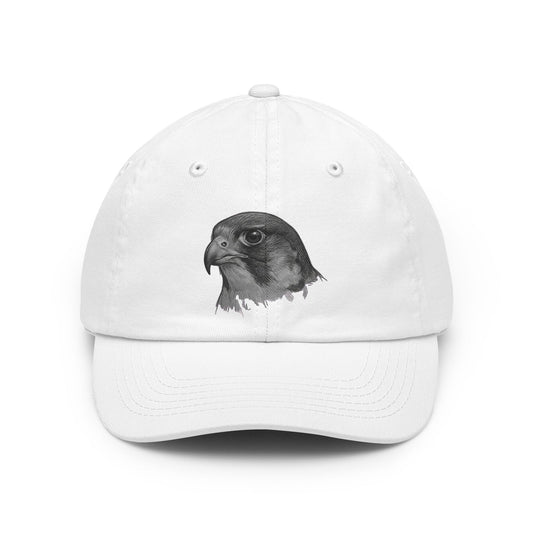 Color: White | Pencil Sketch Art Falcon Dad Hat — Graphic