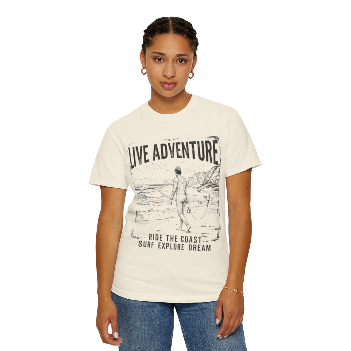 Color: Ivory | Live Adventure - Surf Unisex Garment-Dyed Tee