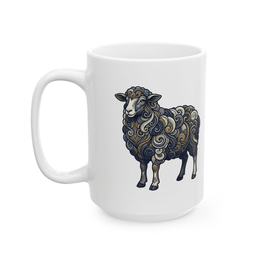 "Barnyard Sheep" White Ceramic Mug