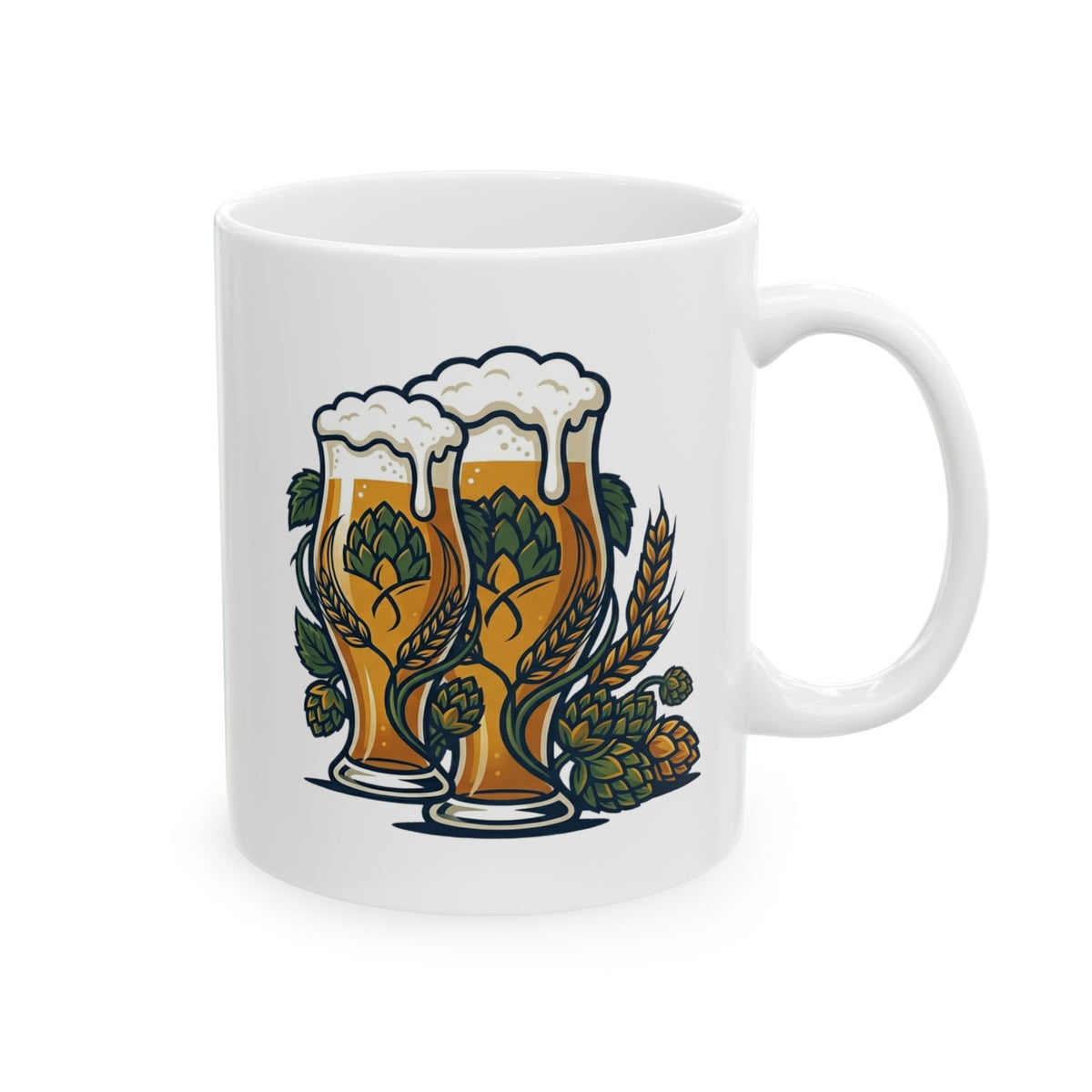 "Beer" White Ceramic Mug