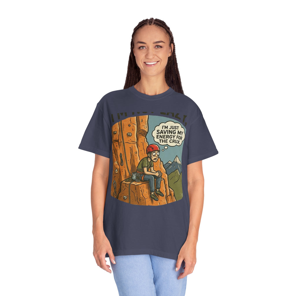 "Saving Energy for the Crux" Unisex Garment-Dyed Tee