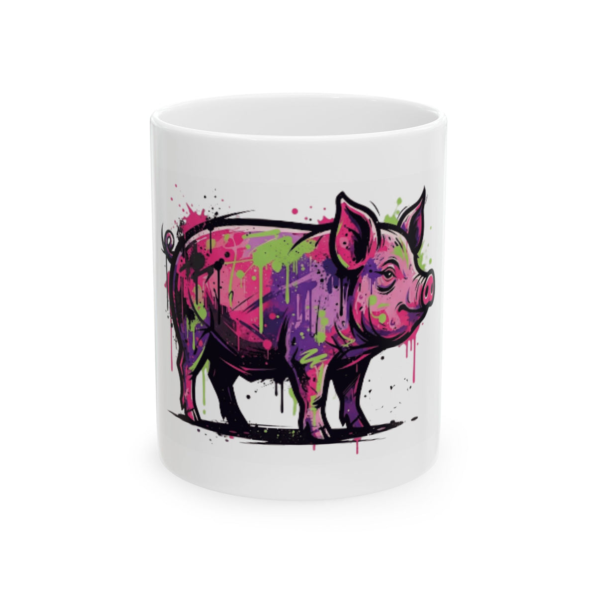 "Barnyard Pig" White Ceramic Mug