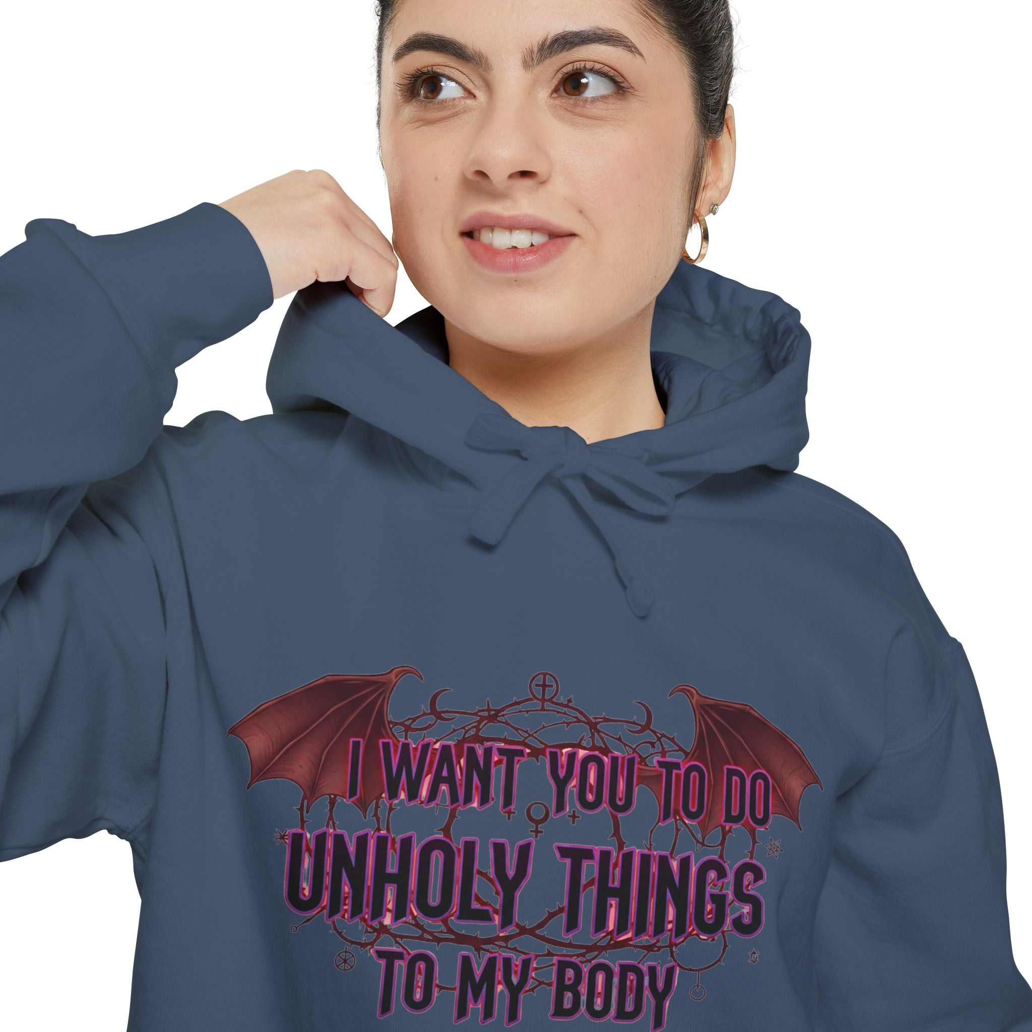 Unholy Things – Sin Responsibly | Garment-Dyed Hoodie — AttitudeShirts