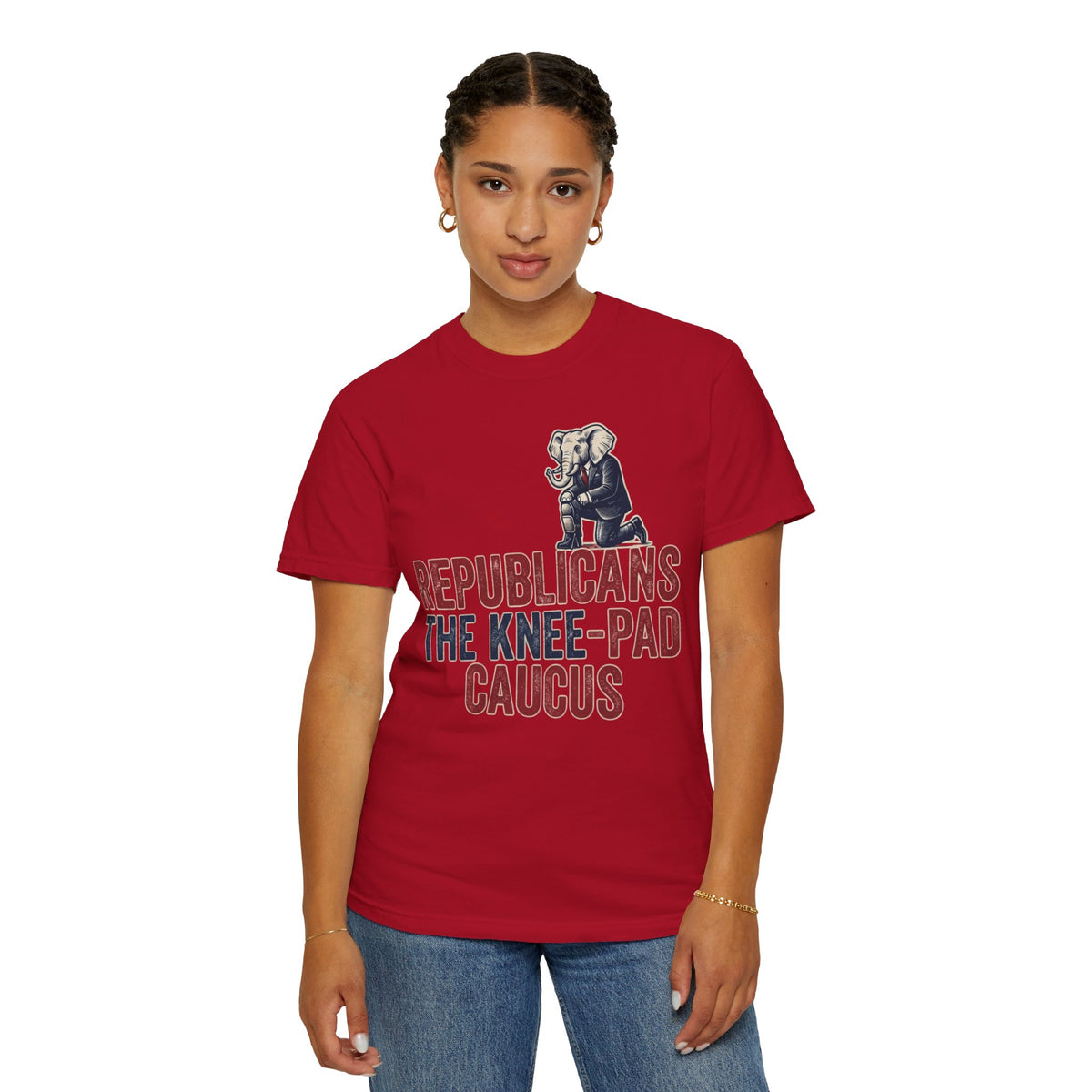 Color: Red | The Knee Pad Caucus Unisex Garment-Dyed Tee