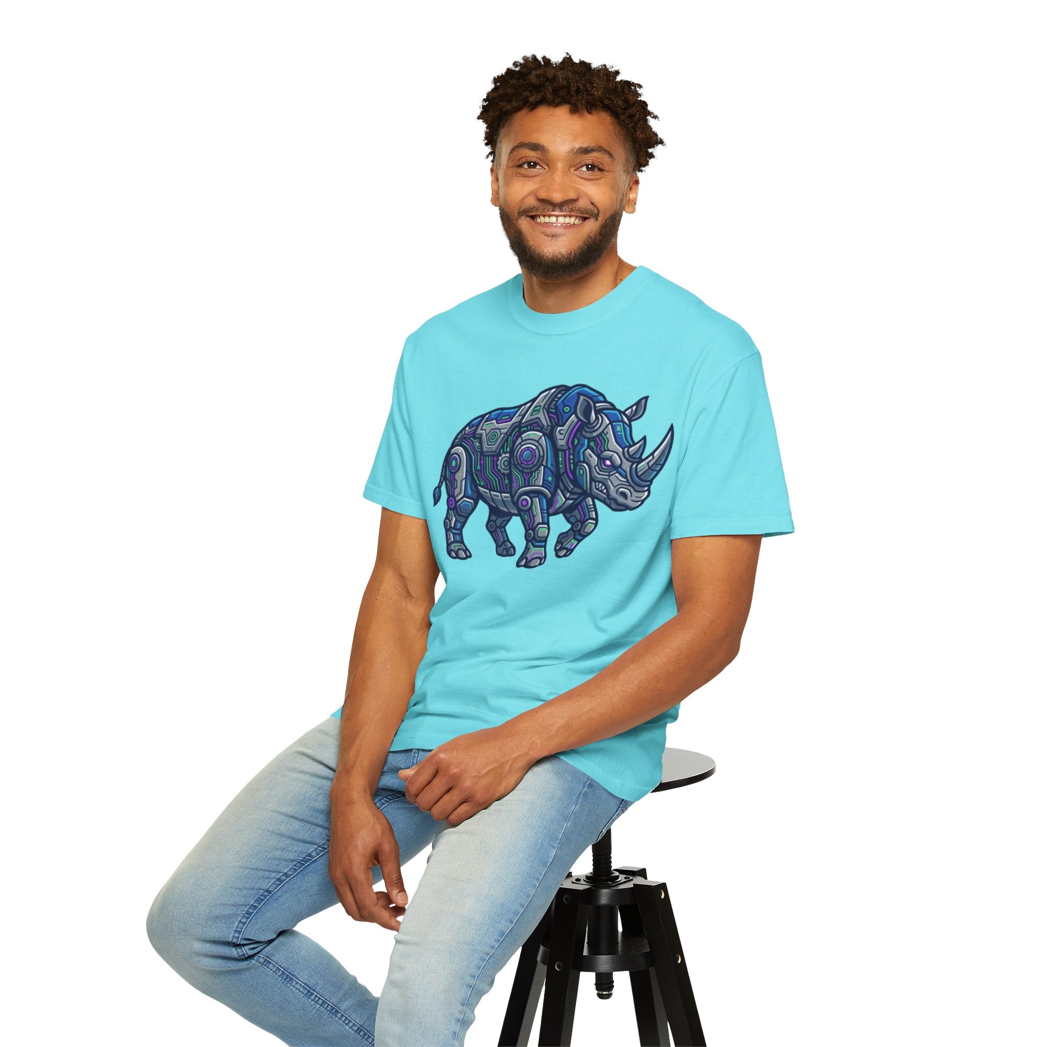 "Cyber Rhino" Unisex Garment-Dyed Tee