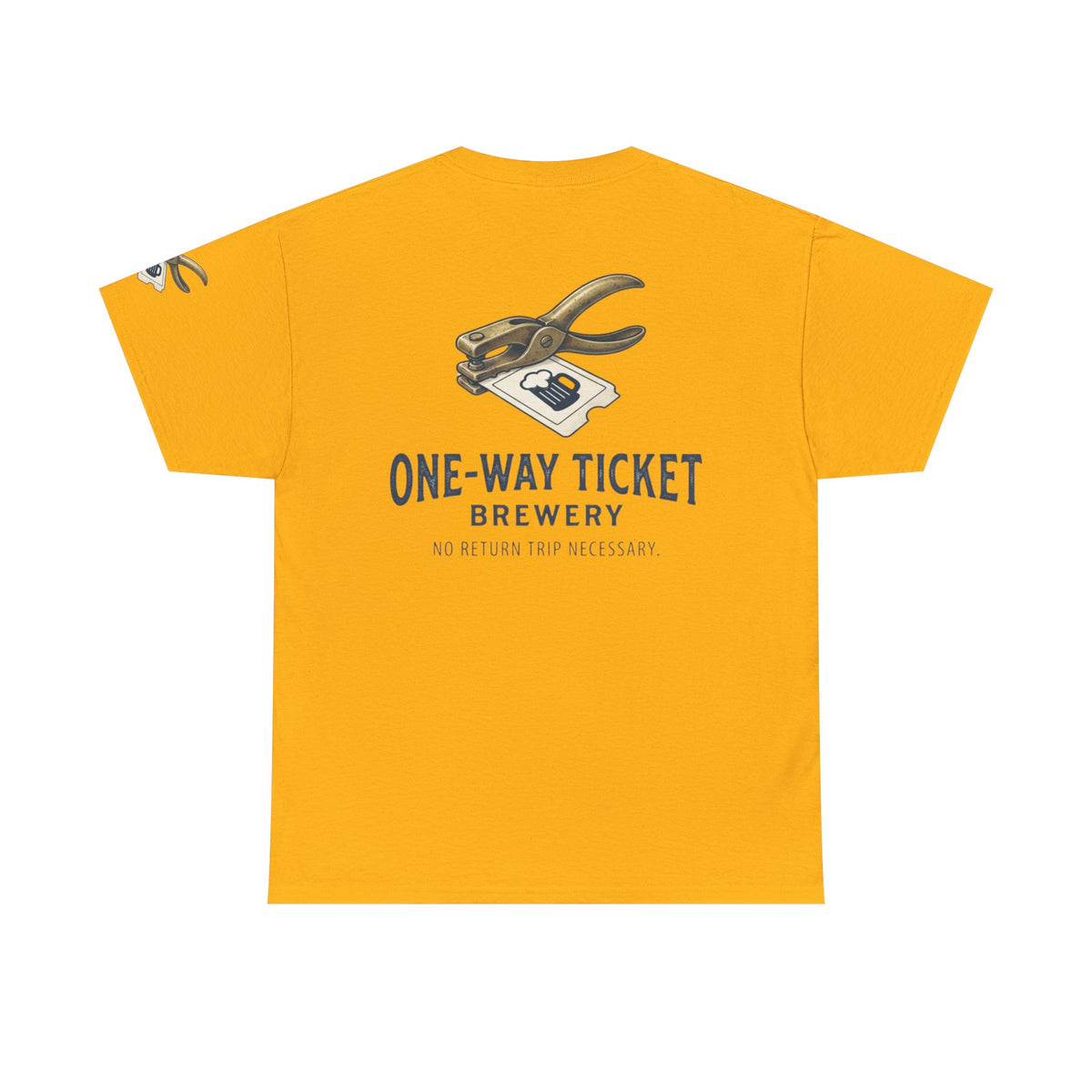 Color: Gold | One-Way Ticket Brewery Premium Graphic Tee