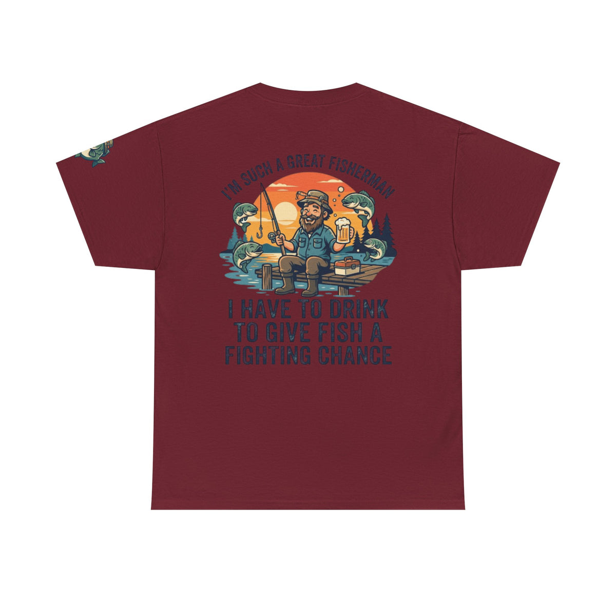 Color: Garnet | Drink to Give Fish a Fighting Chance Premium Graphic Tee