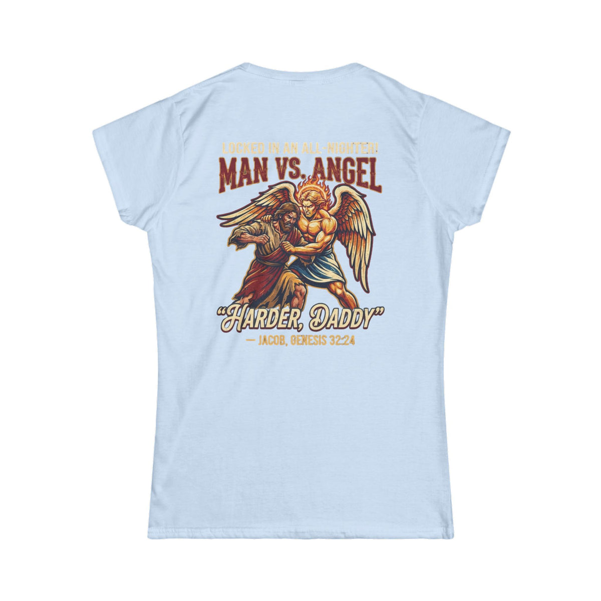 Color: Light Blue | Good Book Series Man vs Angel Women's Tee