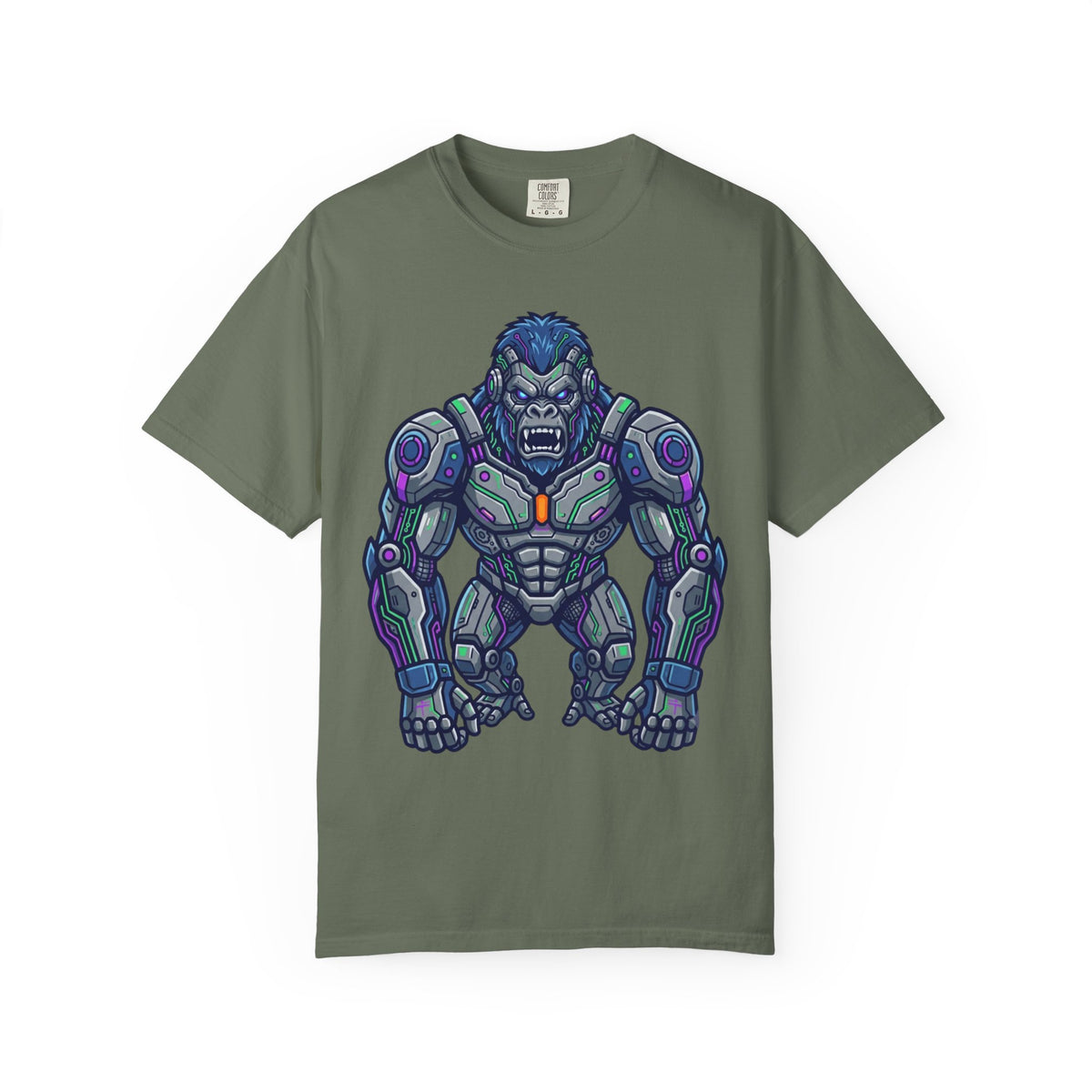Color: Moss | Cyber Gorilla Unisex Garment-Dyed Tee