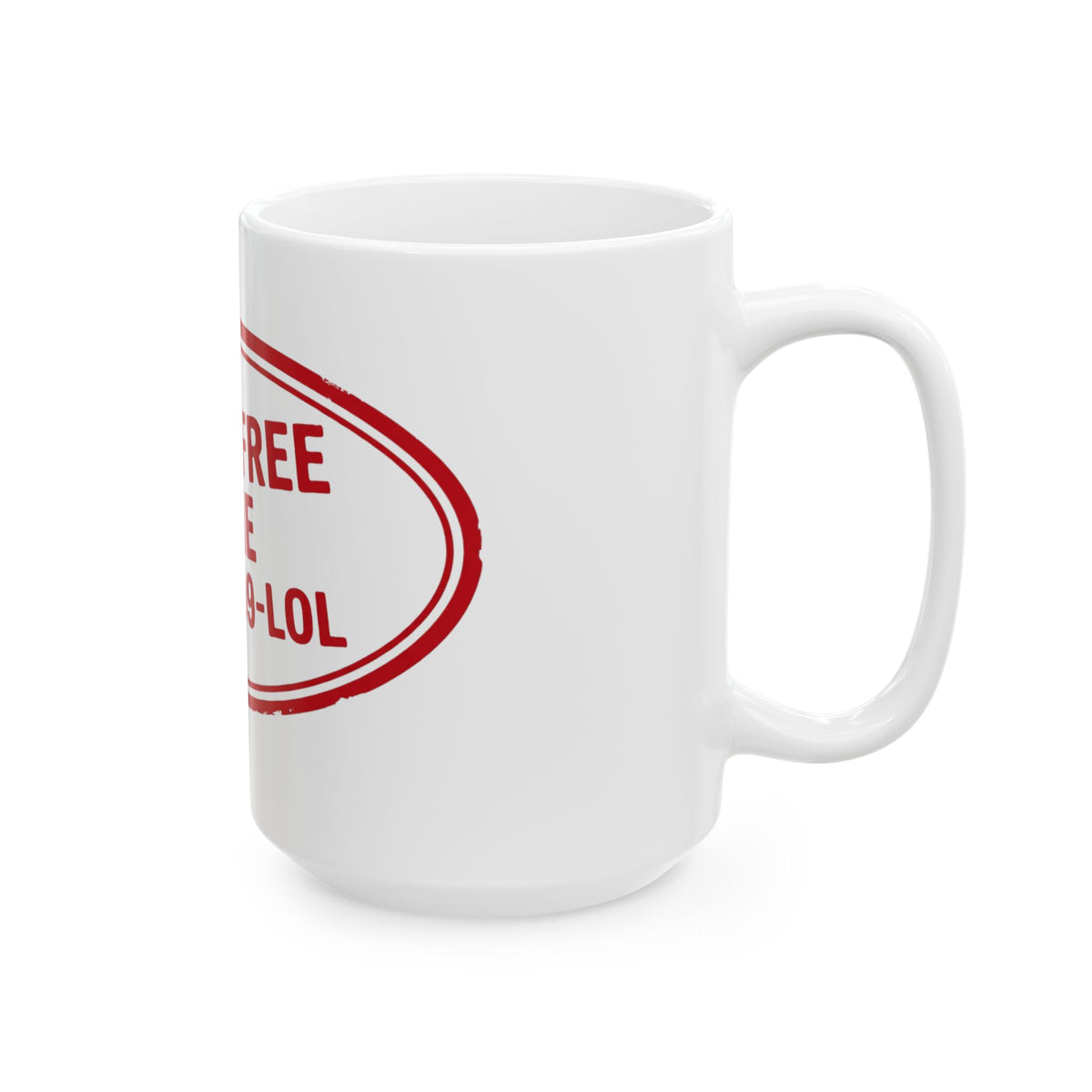 "Irony Free" White Ceramic Mug — Graphic