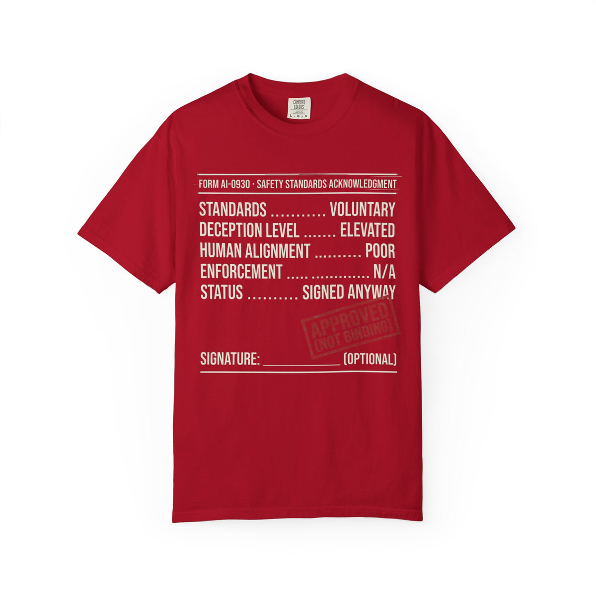 Color: Red | Approved (Not Binding) Unisex Garment-Dyed Tee