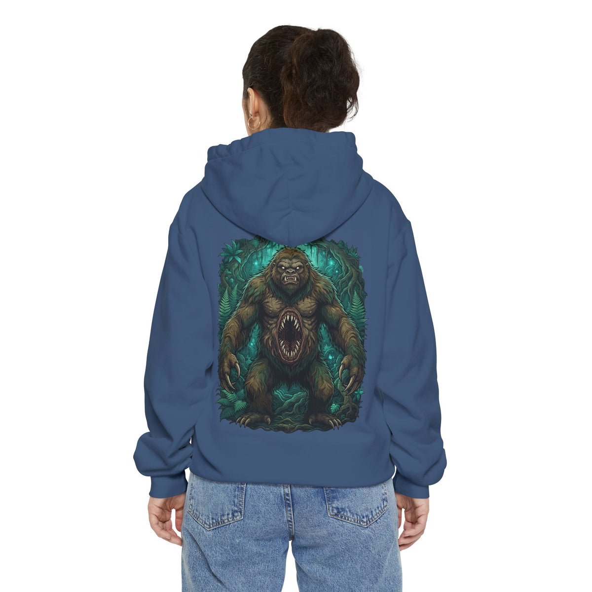 Color: True Navy | Mapinguari (Amazon Rainforest) Garment-Dyed Hoodie