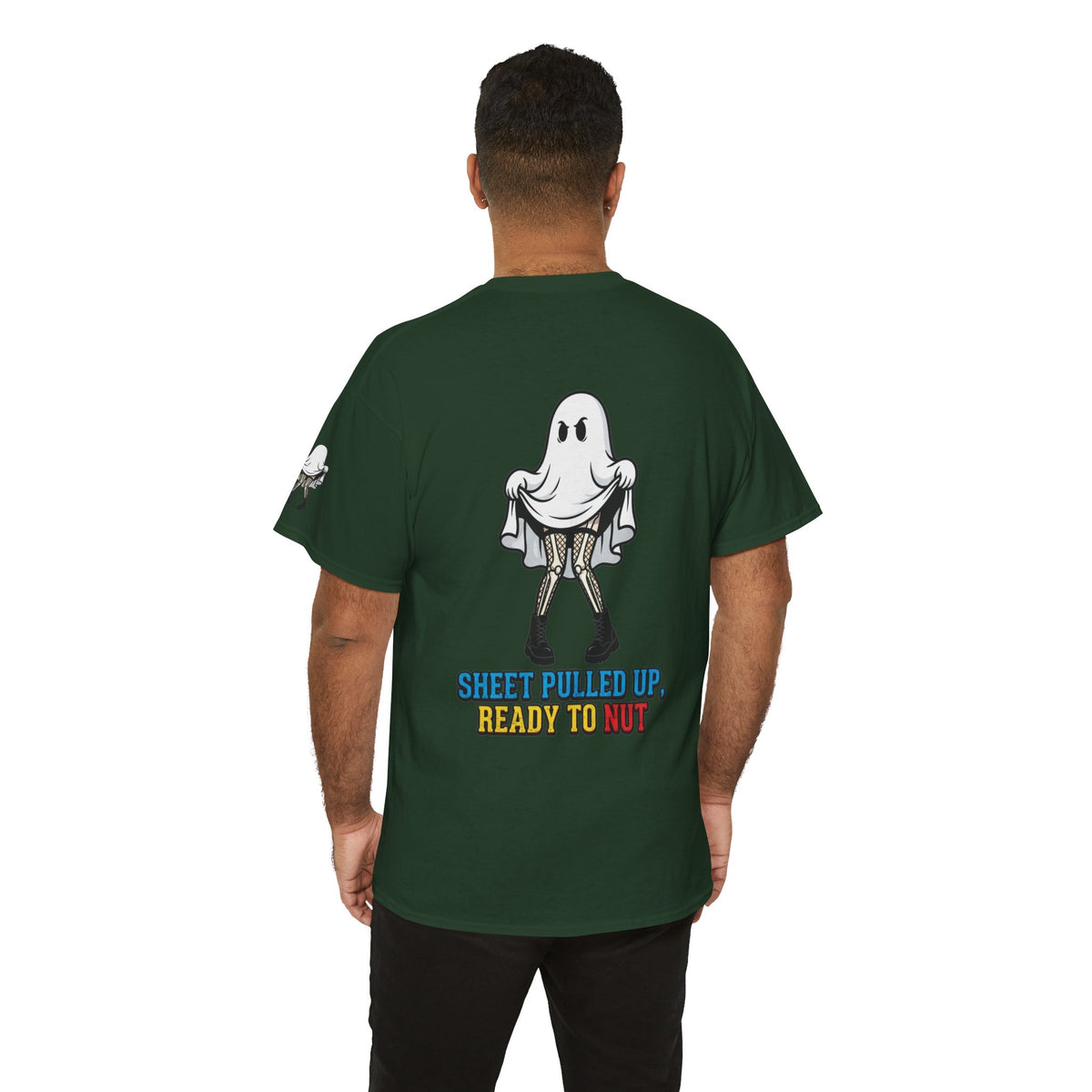 Color: Forest Green | Sheet Pulled Up Ready to Nut Premium Graphic Tee