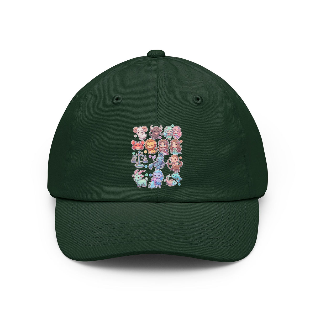 Color: Forest Green | Cute Chibi Zodiac Dad Hat