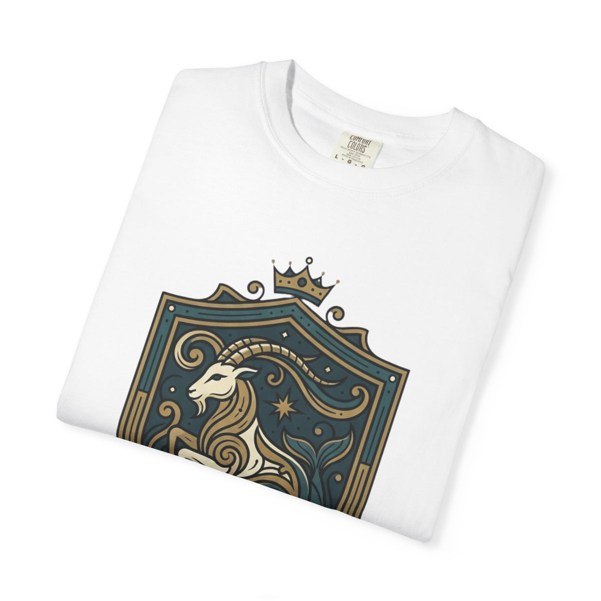 "Capricorn- The Sea-Goat Crest" Unisex Garment-Dyed Tee