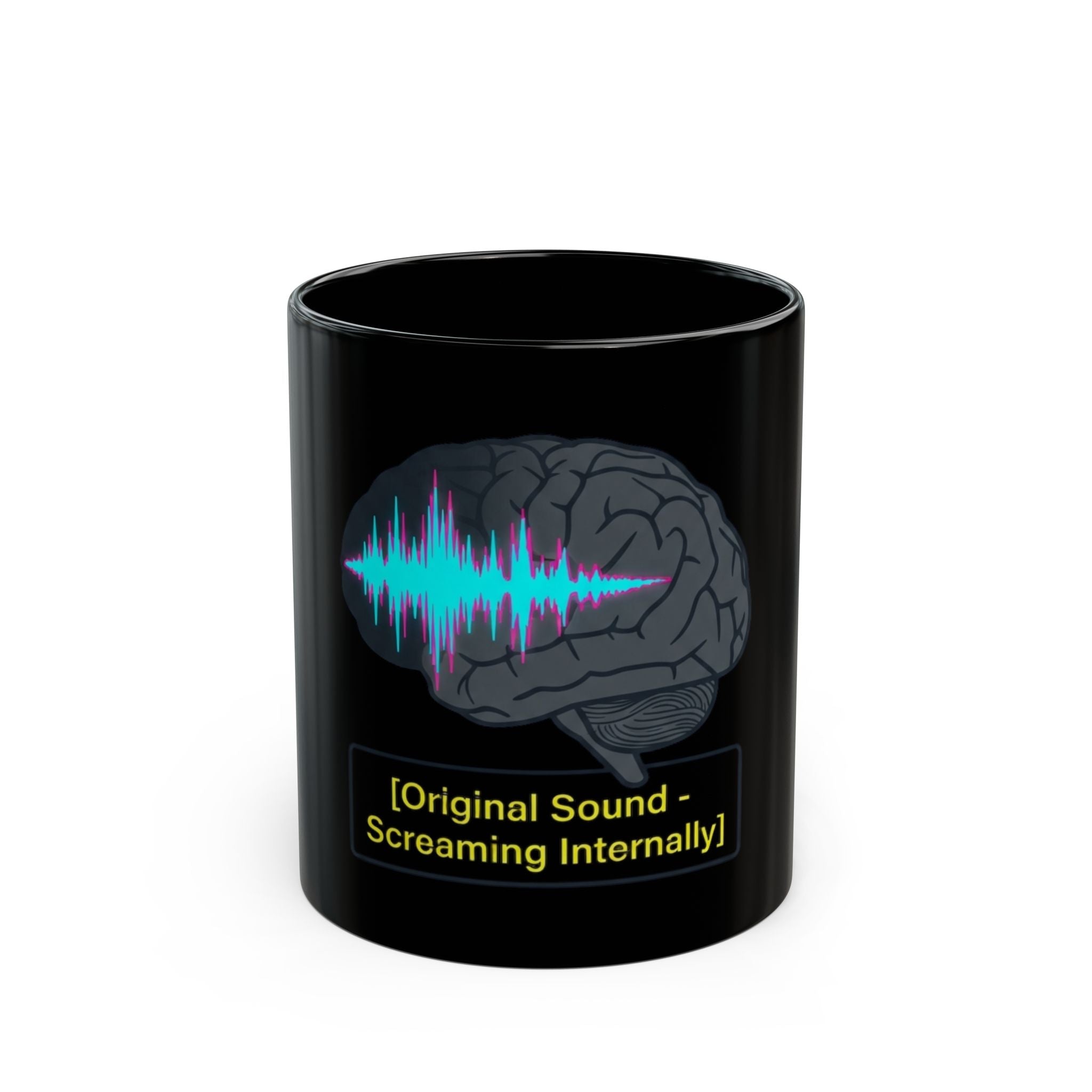 "Screaming Internally" Black Ceramic Mug