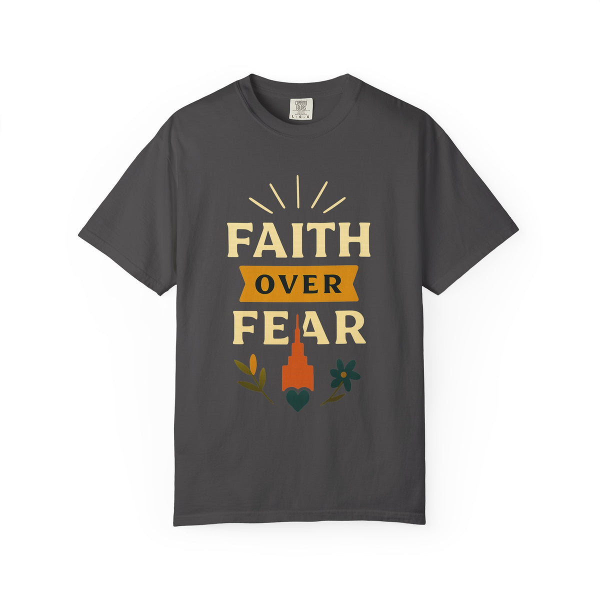 Color: Graphite | Faith Over Fear-4 Unisex Garment-Dyed T-shirt