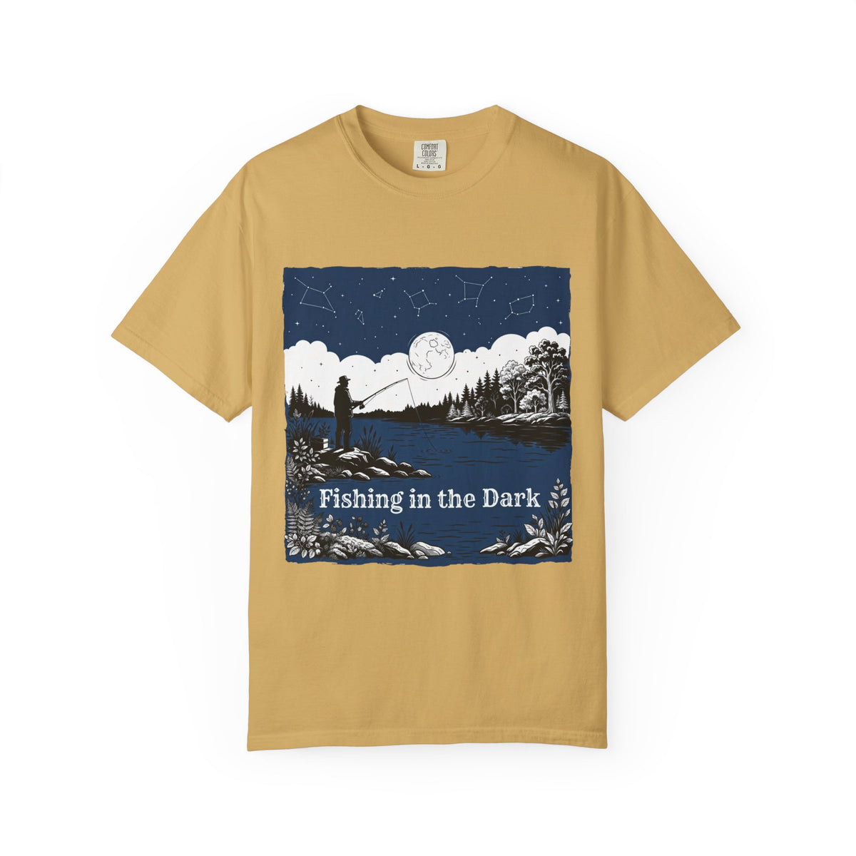 Color: Mustard | Fishing in the Dark Unisex Garment-Dyed Tee